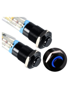 Interruptor de Botón de Presión DMWD 12mm Azul 12V-24V 2pcs