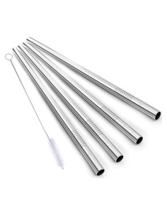 Popotes de Acero Inoxidable ALINK, Set de 4 Reutilizables 23 cm