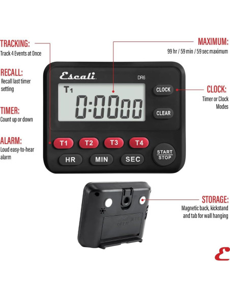 Temporizador Digital de Cocina Escali DR6 4 Eventos con Alarma