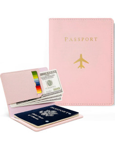 Funda de Pasaporte de Cuero PU Sizobi Rosa Bebé 15 cm 2