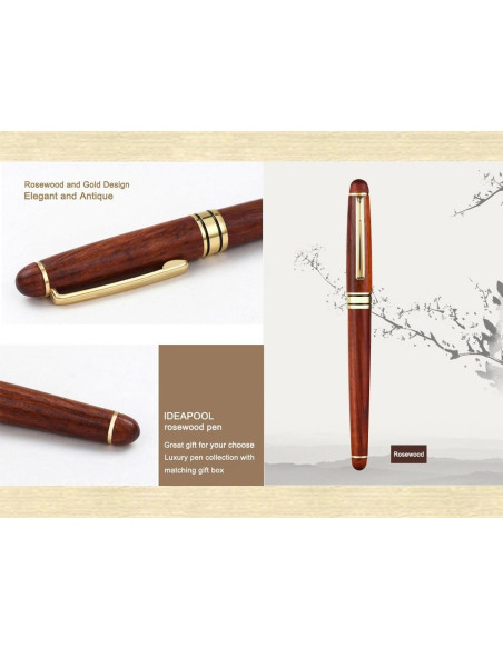 Bolígrafo de Madera IDEAPOOL con 2 Recargas de Tinta Negra