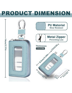 Funda para Llaves de Coche vvag de Cuero Premium Azul Cielo 2