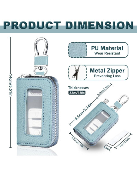Funda para Llaves de Coche vvag de Cuero Premium Azul Cielo