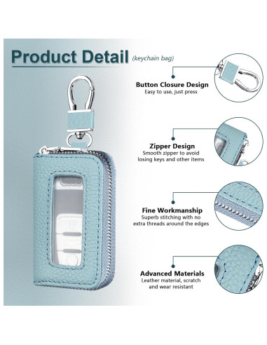 Funda para Llaves de Coche vvag de Cuero Premium Azul Cielo