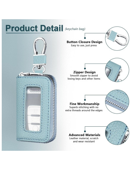 Funda para Llaves de Coche vvag de Cuero Premium Azul Cielo
