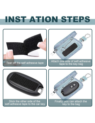 Funda para Llaves de Coche vvag de Cuero Premium Azul Cielo