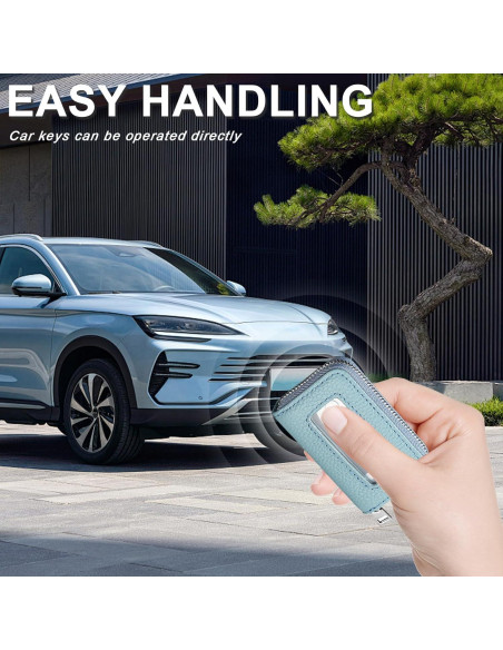 Funda para Llaves de Coche vvag de Cuero Premium Azul Cielo