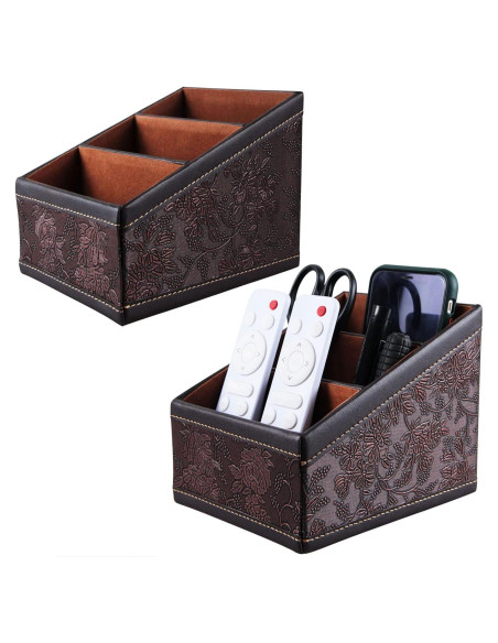 Soporte de Control Remoto Daixers 2 Paquetes Cuero Sintético Marrón