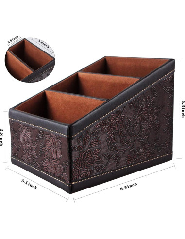 Soporte de Control Remoto Daixers 2 Paquetes Cuero Sintético Marrón