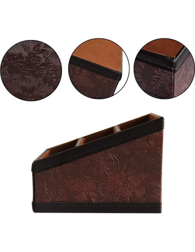 Soporte de Control Remoto Daixers 2 Paquetes Cuero Sintético Marrón