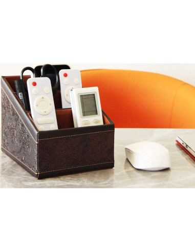 Soporte de Control Remoto Daixers 2 Paquetes Cuero Sintético Marrón