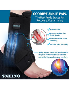 Faja para Tobillo SNEINO Ajustable para Esguince y Lesiones - Negro 2