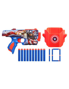Blaster Nerf Marvel Capitán América con 10 Dardos Elite