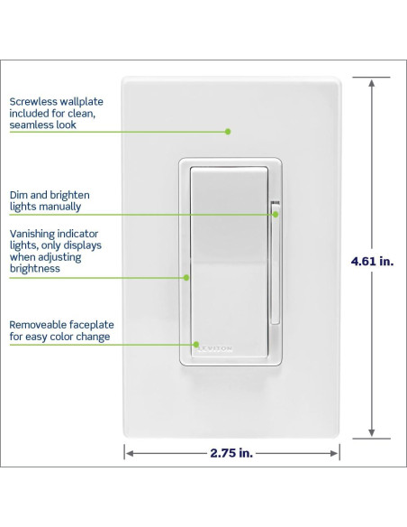Interruptor Regulador Inteligente Leviton Decora 0-10V Wi-Fi
