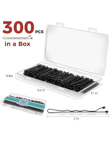 300 Pasadores Negros EWAGOA con Caja de Almacenamiento 5.08 cm