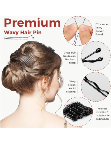 300 Pasadores Negros EWAGOA con Caja de Almacenamiento 5.08 cm