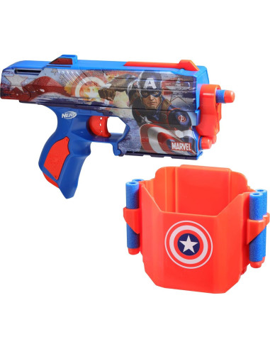 Blaster Nerf Marvel Capitán América con 10 Dardos Elite