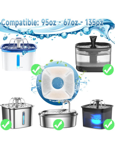 18 Filtros de Reemplazo OPISICEN para Fuente de Gatos 2.8L 4L