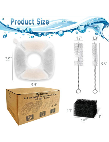 18 Filtros de Reemplazo OPISICEN para Fuente de Gatos 2.8L 4L