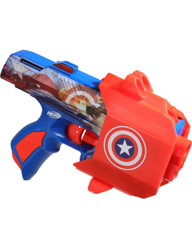 Blaster Nerf Marvel Capitán América con 10 Dardos Elite