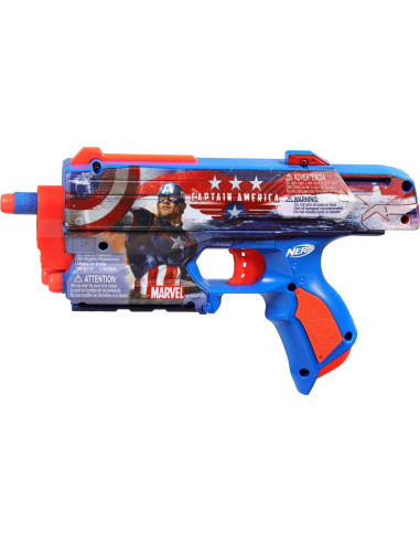 Blaster Nerf Marvel Capitán América con 10 Dardos Elite