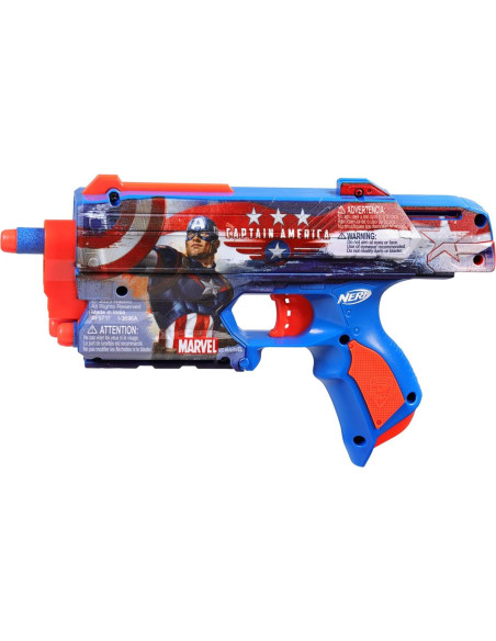 Blaster Nerf Marvel Capitán América con 10 Dardos Elite