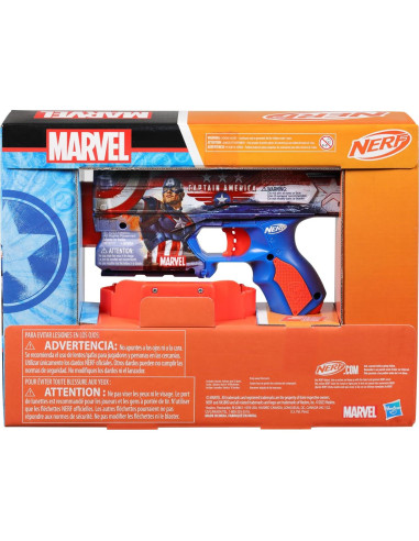 Blaster Nerf Marvel Capitán América con 10 Dardos Elite