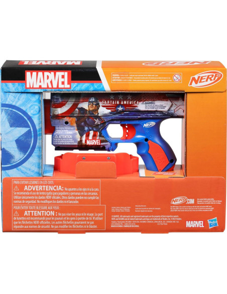 Blaster Nerf Marvel Capitán América con 10 Dardos Elite