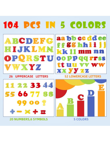 LovesTown 104 Piezas Letras y Números Magnéticos para Niños