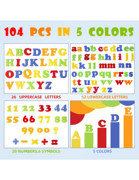 LovesTown 104 Piezas Letras y Números Magnéticos para Niños