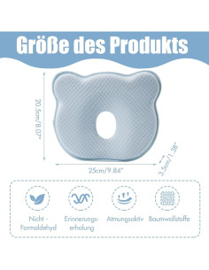 Almohada de Viaje FOBSERD Espuma de Memoria Oso Azul 2