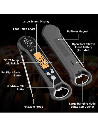 Termómetro Digital de Carne Bilitase D3 Impermeable 300C