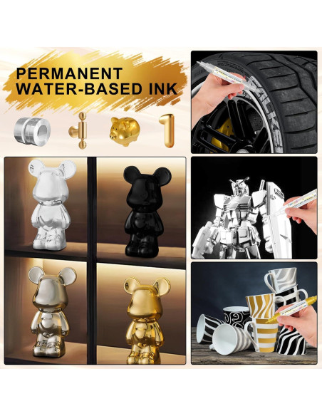 Paquete de 4 Marcadores de Pintura Acrílica GPLMQ Doble Punta 0.7mm 3mm