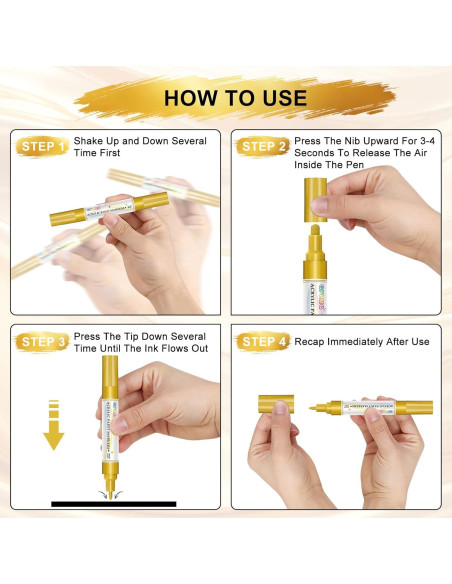 Paquete de 4 Marcadores de Pintura Acrílica GPLMQ Doble Punta 0.7mm 3mm