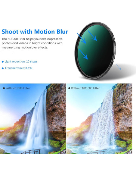 Filtro ND 1000 NEEWER 43mm Densidad Neutra Ultra Delgado Filtro ND 1000 NEEWER 43mm Densidad Neutra Ultra Delgado