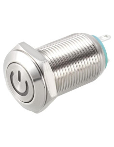 Interruptor de Botón Metálico uxcell 12mm Retención 1NO LED Azul