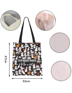 Bolsa Tote VAMSII Aristocats Lona Negra 40x35 cm 2