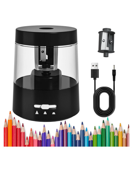 Afilador Eléctrico de Lápices ZMOL Negro 6-8mm Automático