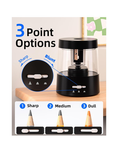 Afilador Eléctrico de Lápices ZMOL Negro 6-8mm Automático