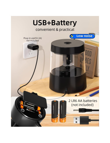 Afilador Eléctrico de Lápices ZMOL Negro 6-8mm Automático