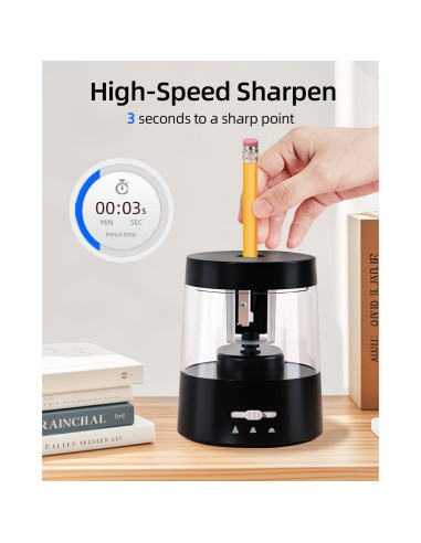 Afilador Eléctrico de Lápices ZMOL Negro 6-8mm Automático