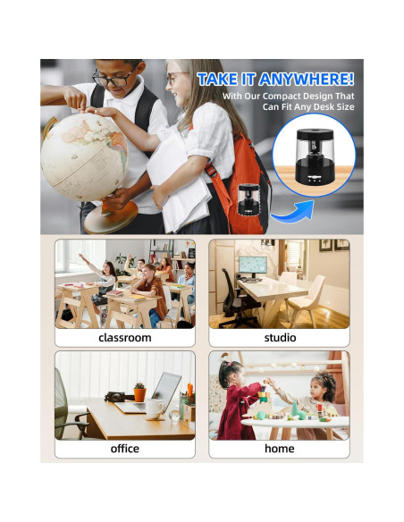 Afilador Eléctrico de Lápices ZMOL Negro 6-8mm Automático