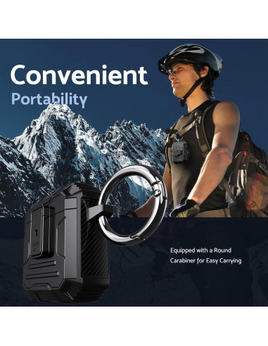 Funda DASFOND Armor para AirPods 1ra/2da Generación, Protección Completa, Carga Inalámbrica, Negro