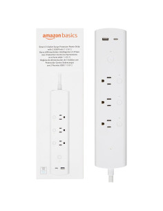 Regleta inteligente Amazon Basics 3 enchufes 1 USB-A 1 USB-C