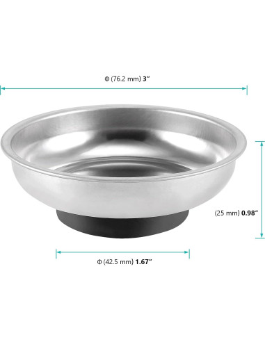 Bandeja Magnética Acero Inoxidable FUNSUEI 10 Piezas 7.62 cm