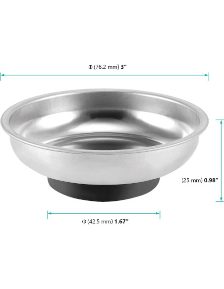 Bandeja Magnética Acero Inoxidable FUNSUEI 10 Piezas 7.62 cm