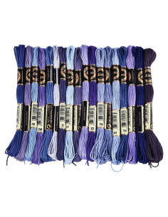 18 Madejas Hilo de Bordado Variegado Azul CABODYALS 144m