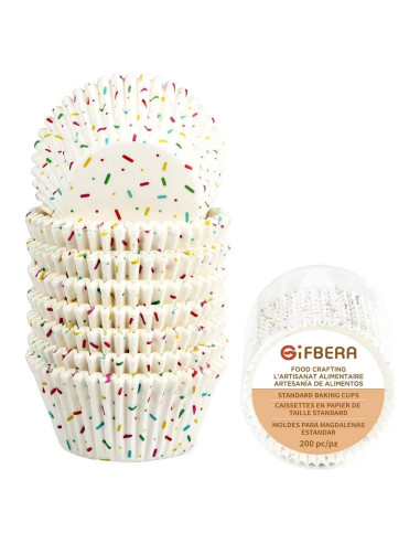 Forros para Cupcake Gifbera Blancos con Chispas - 200 Unidades