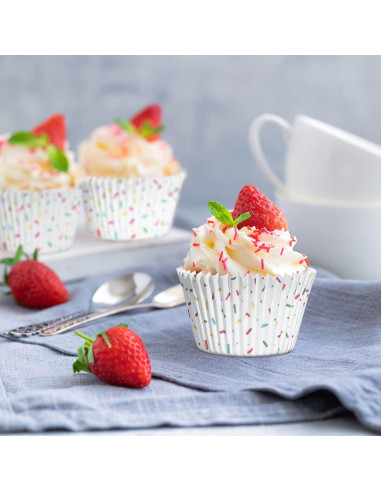 Forros para Cupcake Gifbera Blancos con Chispas - 200 Unidades