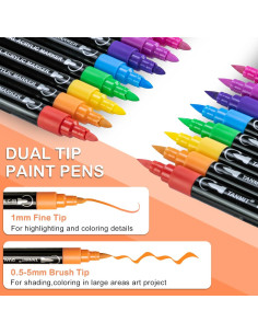 24 Marcadores Acrílicos Doble Punta TANMIT - Multicolor 2